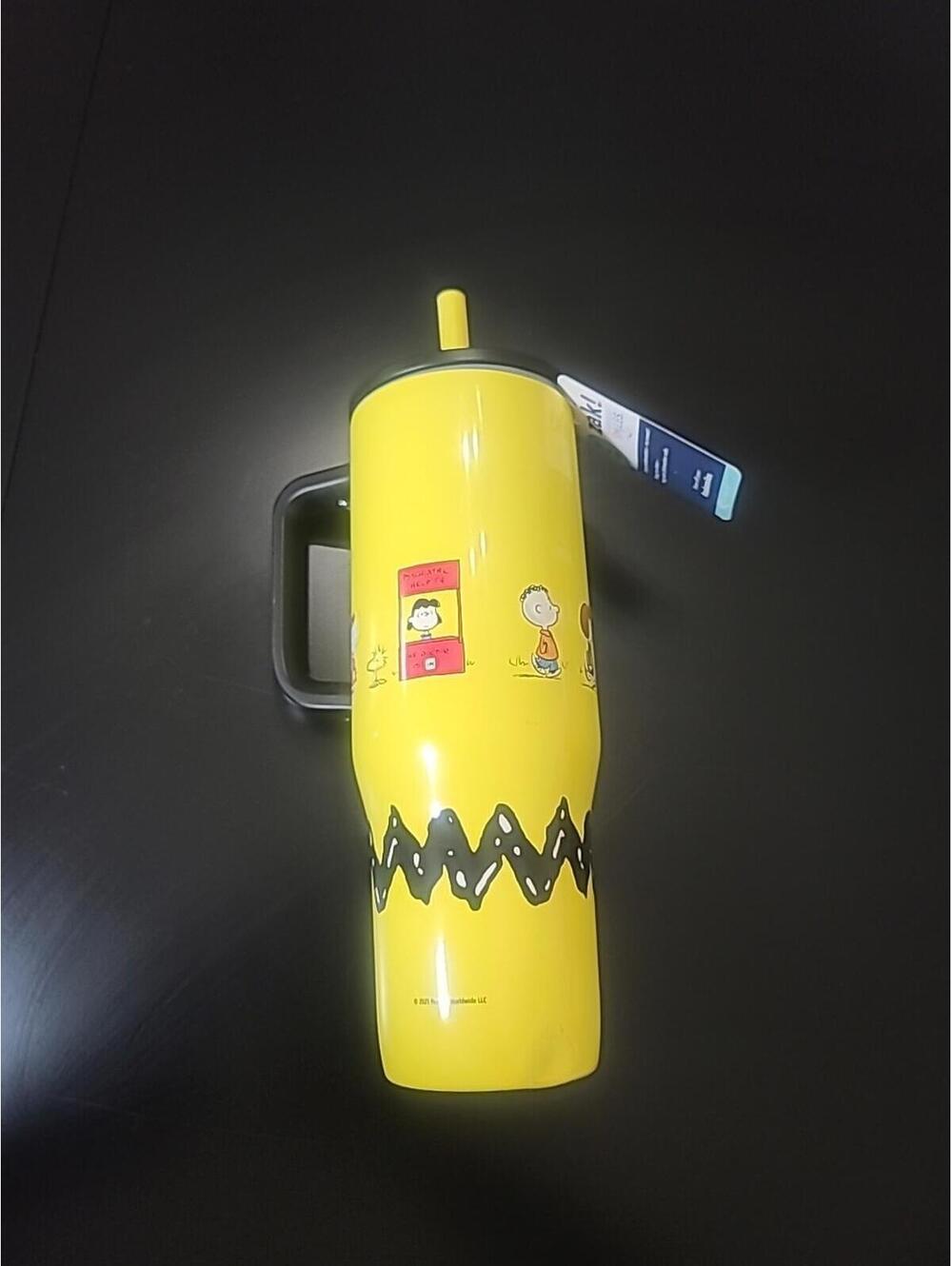 Zak! Yellow Charlie Brown Snoopy Peanuts Characters Stainless Tumbler 30oz EUC!